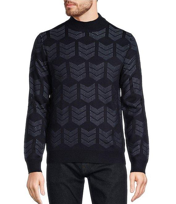 Murano Jacquard Performance Textured Long Sleeve Mock Neck Sweater Product Image
