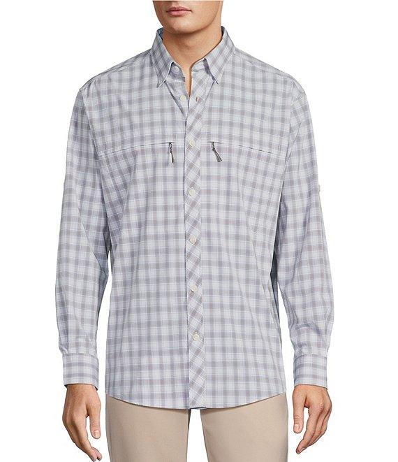 Roundtree & Yorke The Charter Performance Vented Long Sleeve Medium Plaid Fishing Sport Shirt Product Image