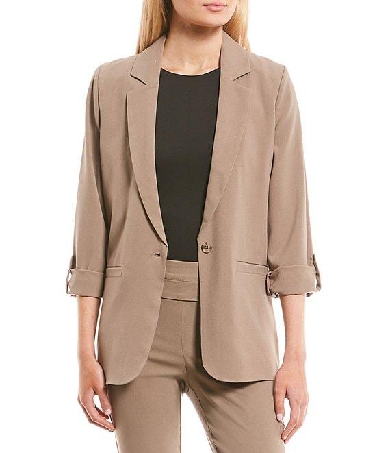 Takara Coordinating Notch Collar Roll Tab Suiting Blazer Product Image