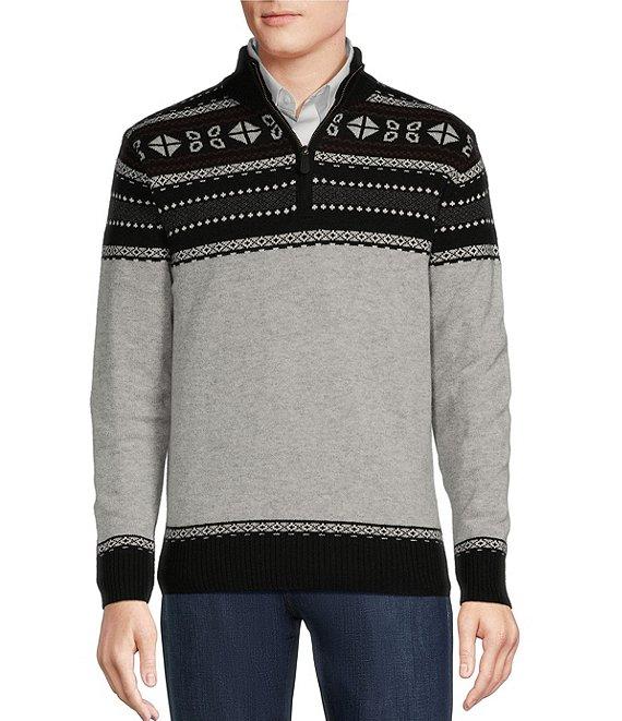 Cremieux Blue Label Chamonix Collection Fair Isle Quarter-Zip Wool Sweater Product Image