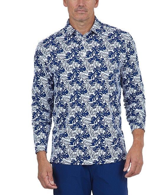 IBKUL Tropical Print Long Sleeve Polo Shirt Product Image