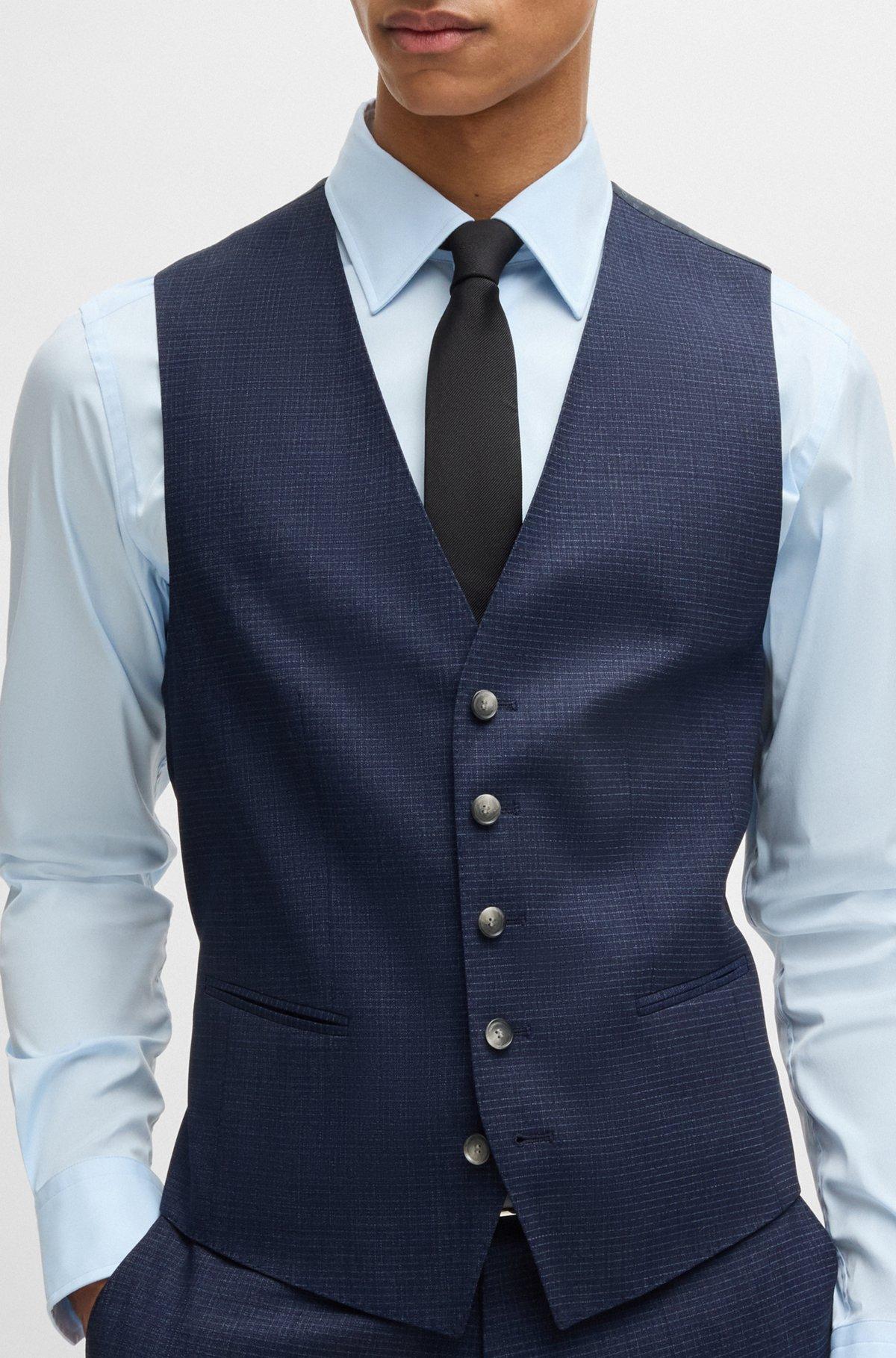 BOSS - Regular-fit three-piece suit in stretch wool - Dark Blue Product Image