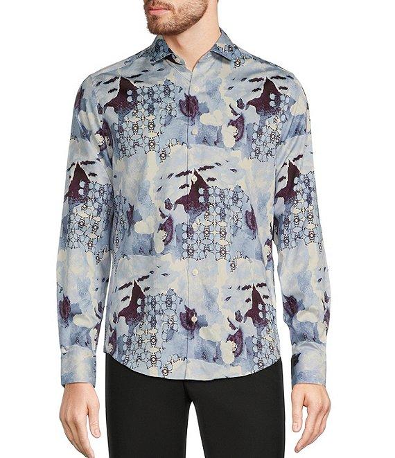 Murano Inflorescence Collection Slim Fit Water Color Long Sleeve Woven Shirt Product Image