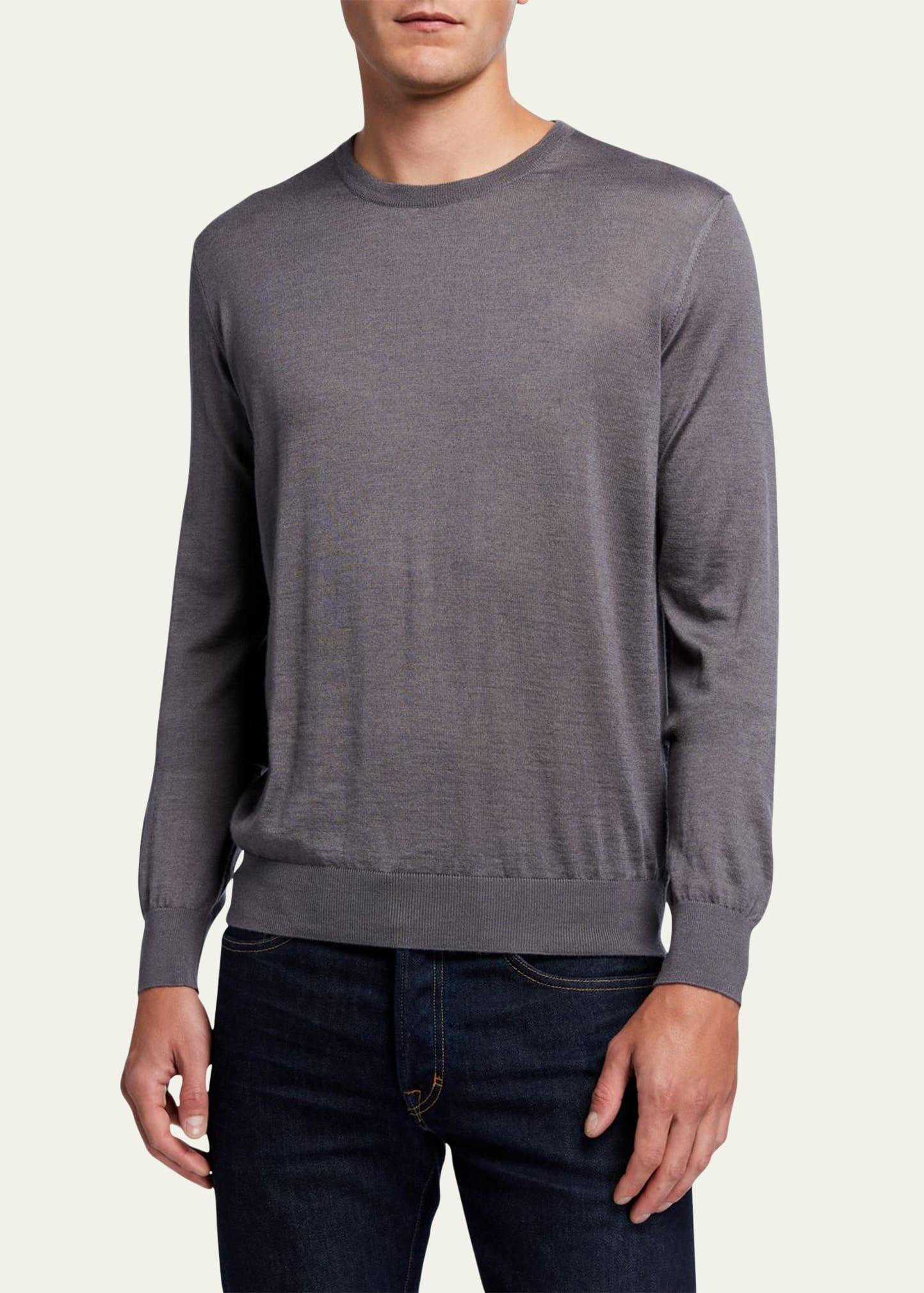Mens Solid Cashmere-Silk Crewneck Sweater Product Image