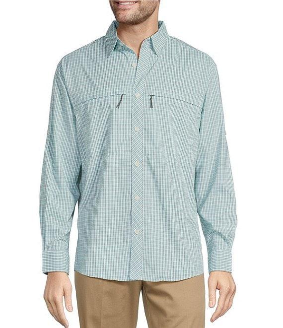 Roundtree & Yorke Performance The Charter Long Sleeve Vented Small Plaid Sport Shirt Product Image