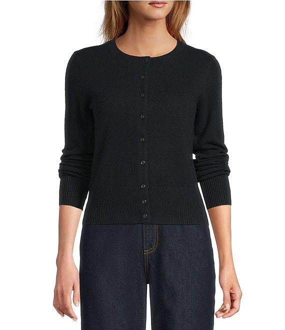 Antonio Melani Lindsay Crew Neckline Long Sleeve Button Front Cashmere Cardigan Product Image