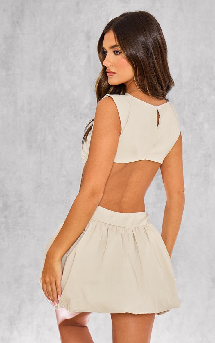 Stone Stretch Woven Cut Out Backless Shift Dress Product Image