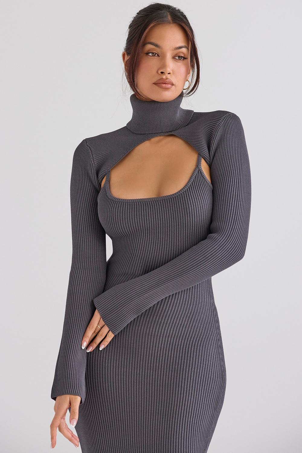 Meliora  charcoal knit midi dress - sale Product Image