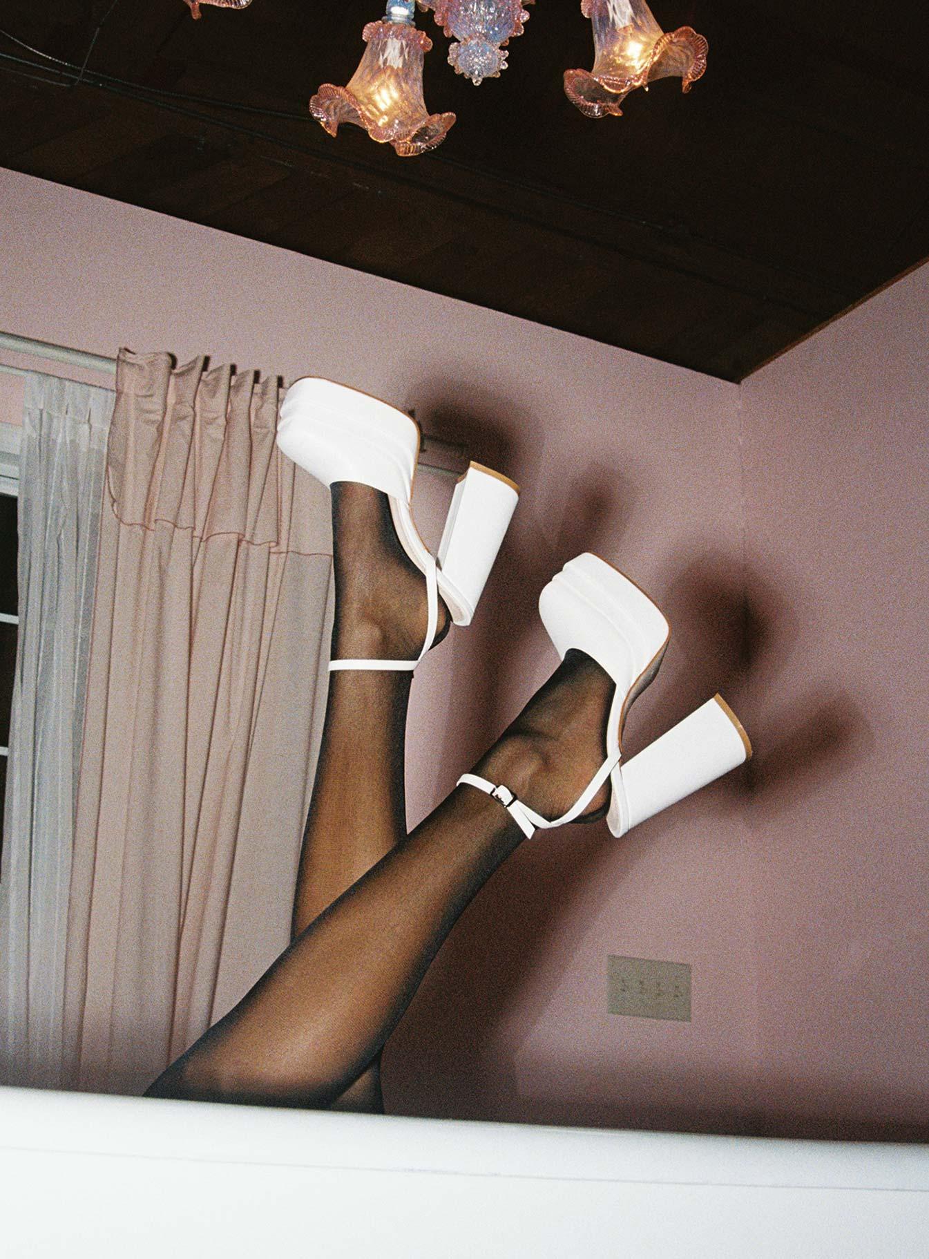 Alto Platform Heels Matte White Product Image