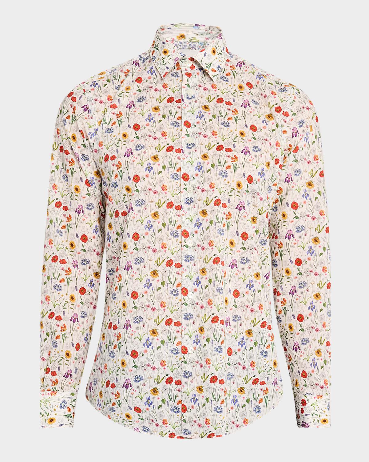 Mens Organic Cotton Floral Sport Shirt Product Image