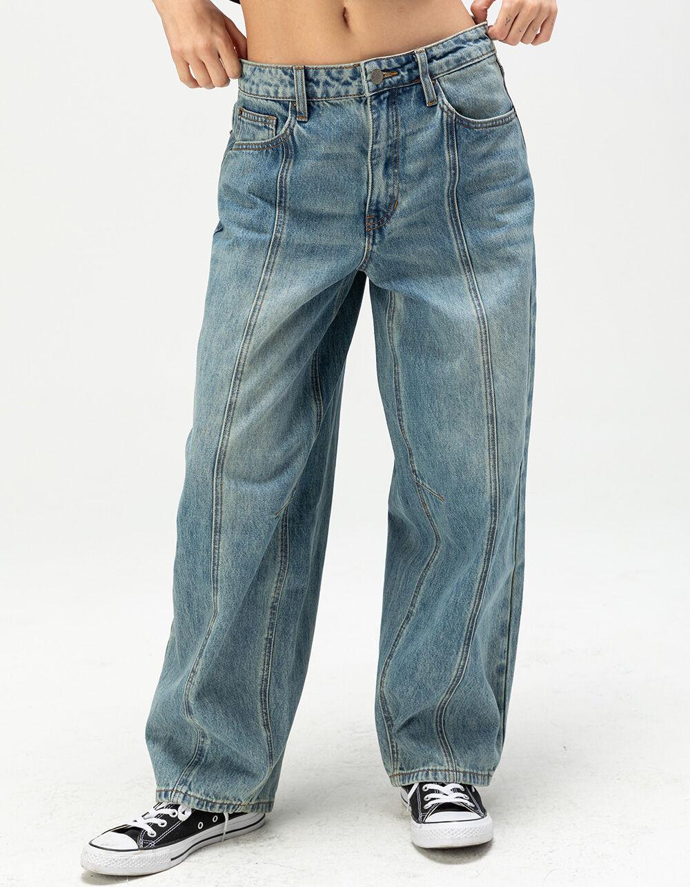 GUESS ORIGINALS Womens Tapered Baggy Jeans - MEDIUM WASH Product Image
