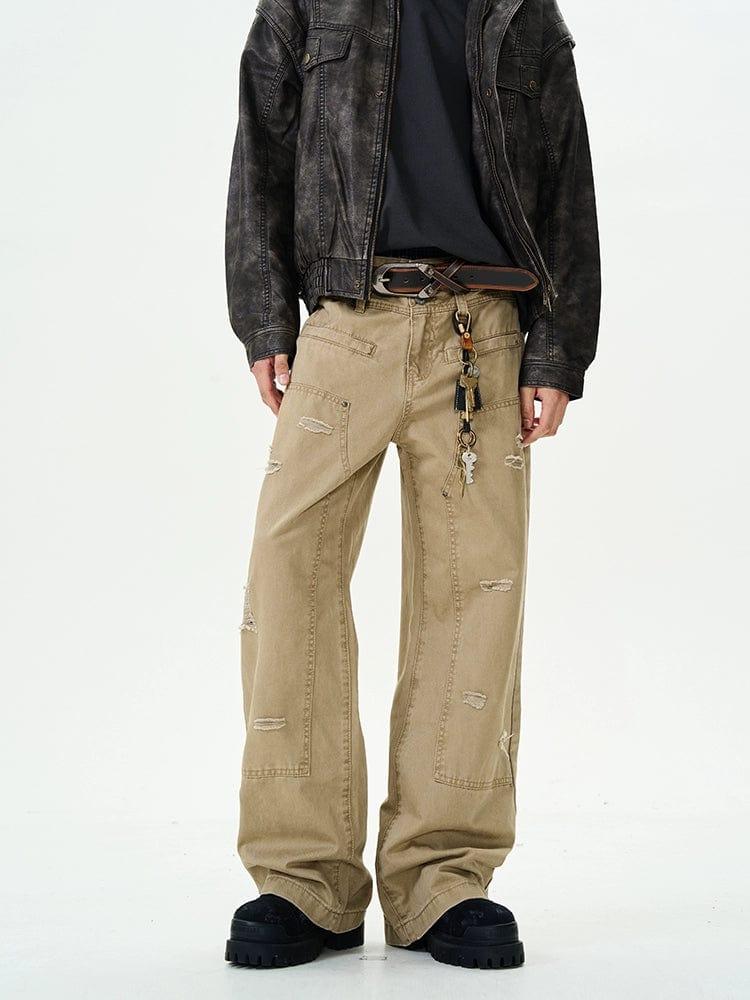 RT No. 12003 DISTRESSED WORKWEAR RELAX STRAIGHT PANTS Product Image