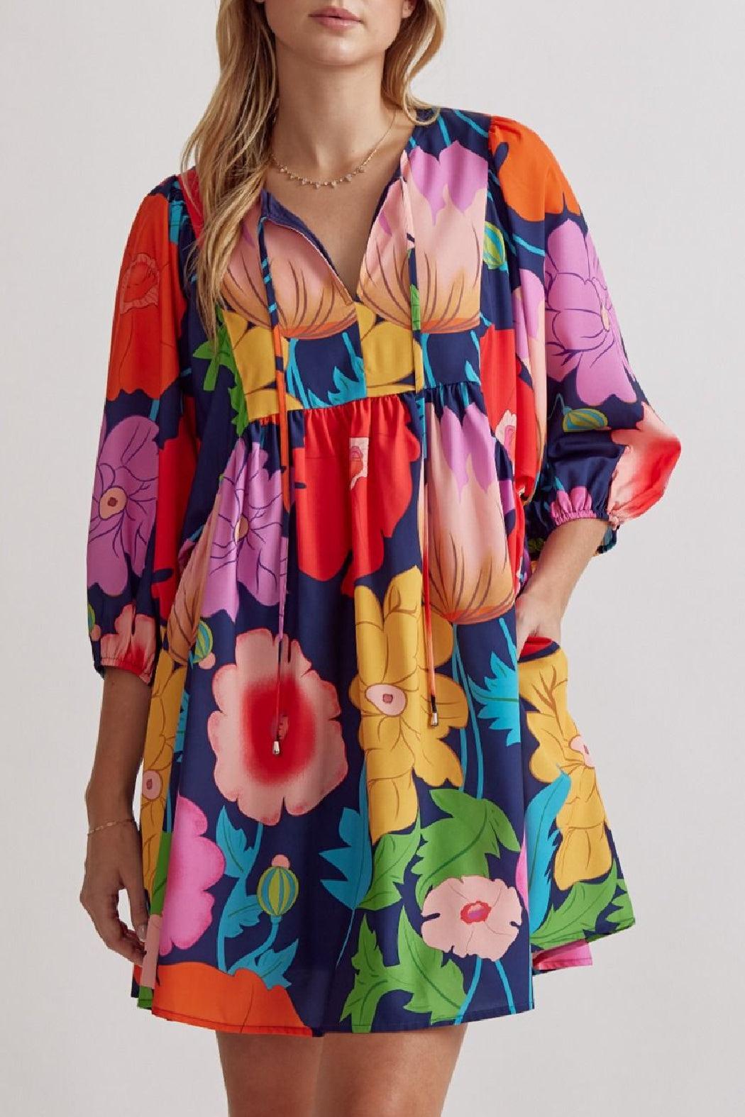 Half Sleeve Floral Dress Product Image