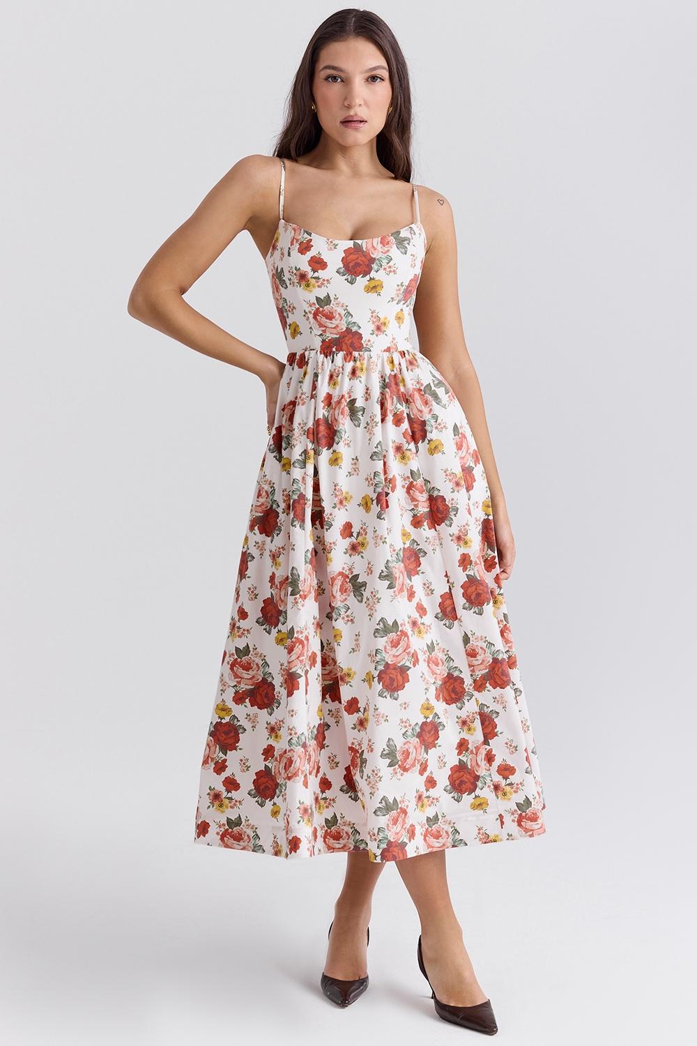 Lolita  italian rose print cotton corset sundress Product Image