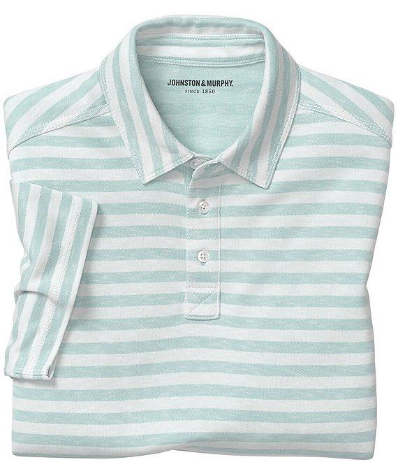 Johnston & Murphy Vintage Slub Stripe Short Sleeve Polo Shirt Product Image