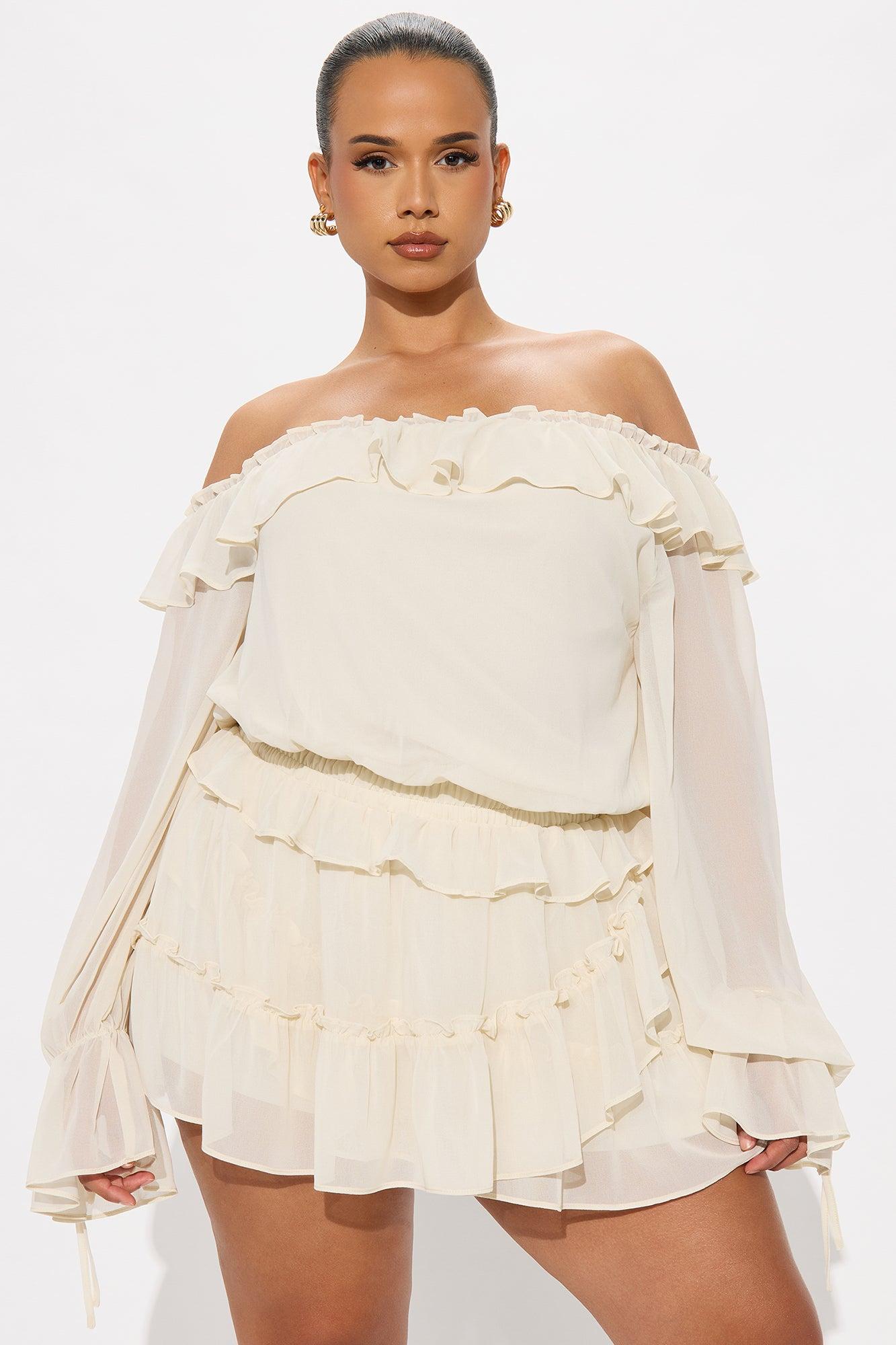 Love Story Long Sleeve Romper - Cream Female Product Image