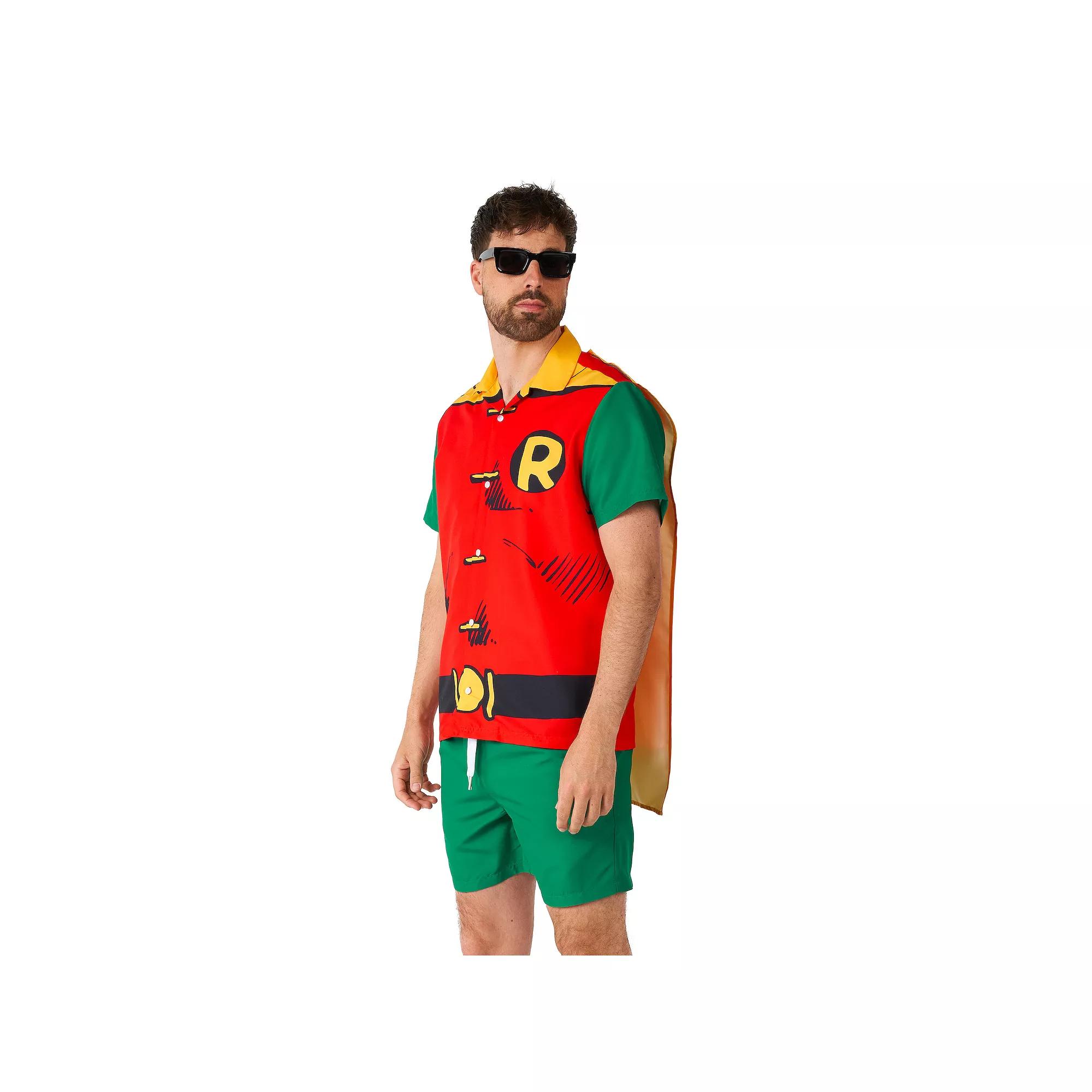 Men's Suitmeister DC Comics Robin Slim Fit Short Sleeve Button Down Shirt & Shorts Set, Size: XXL, Red Product Image