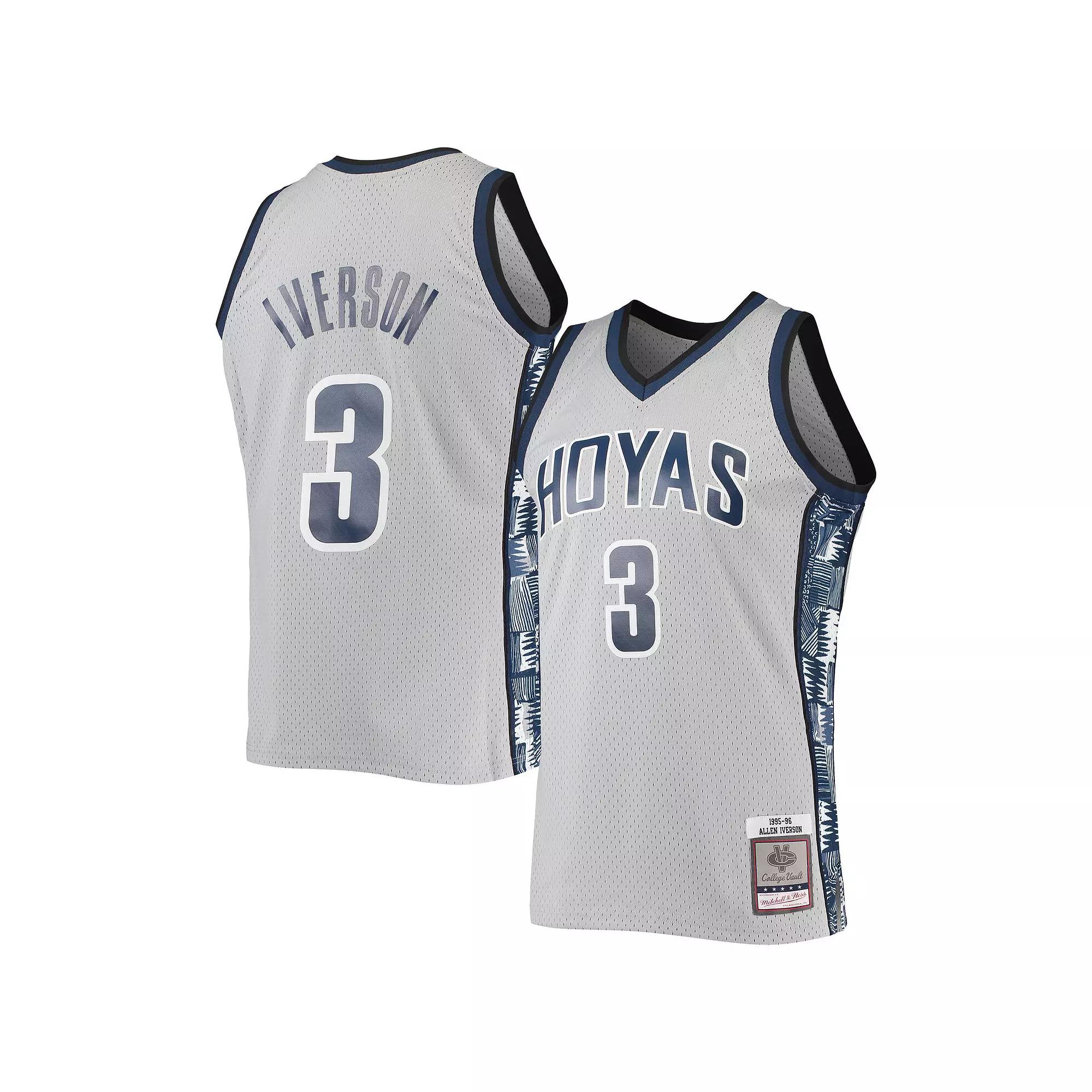 Men's Mitchell & Ness Allen Iverson Gray Georgetown Hoyas 1995-96 Swingman Replica Jersey,  Product Image