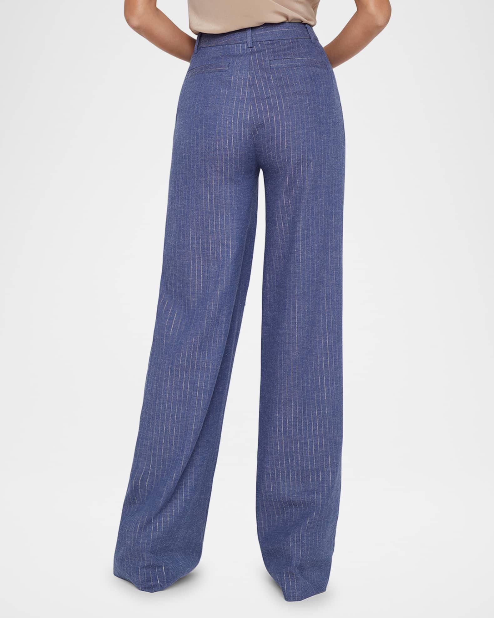 Livvy Metallic Pinstripe Straight-Leg Trousers Product Image