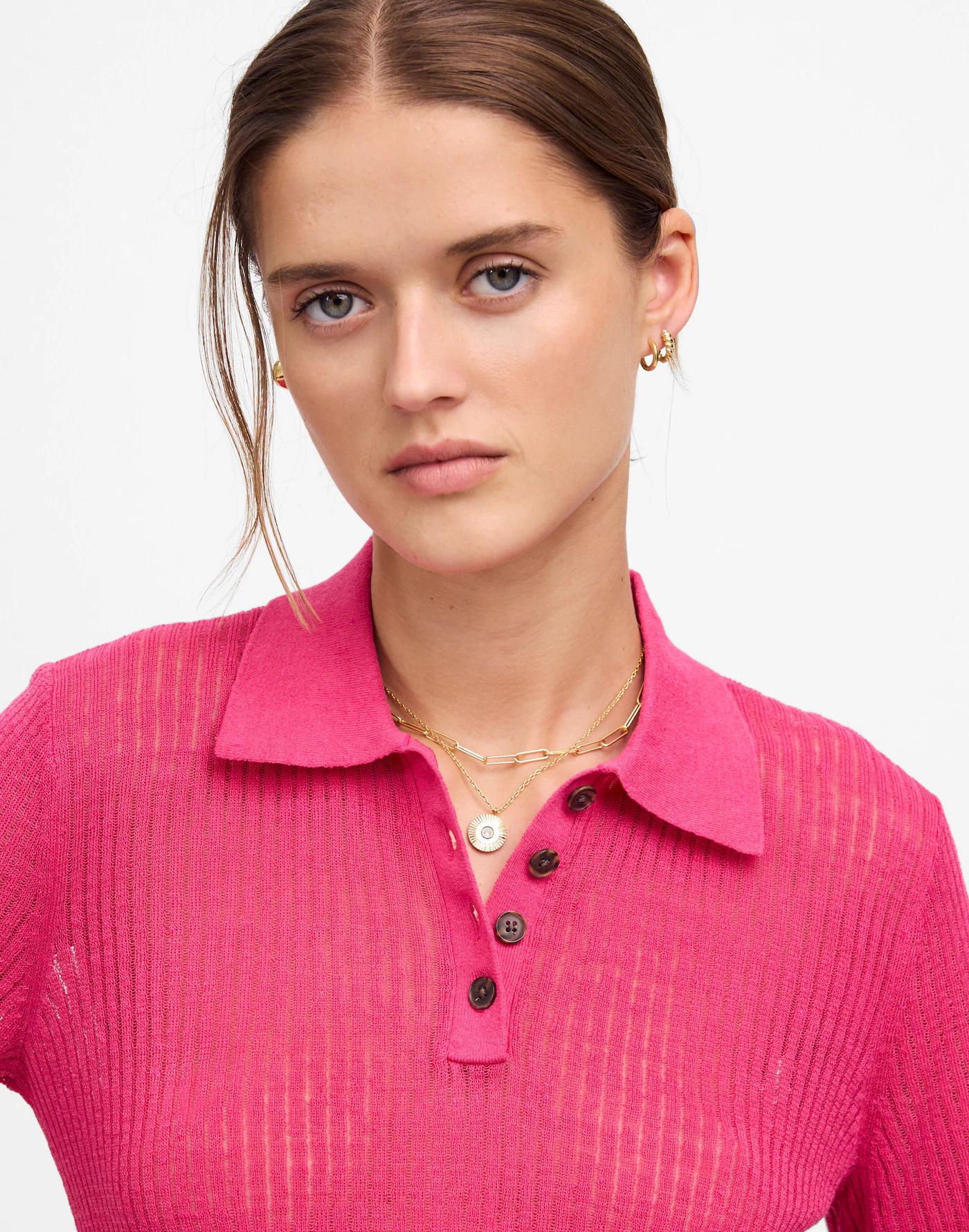 Short-Sleeve Polo Sweater Tee Product Image