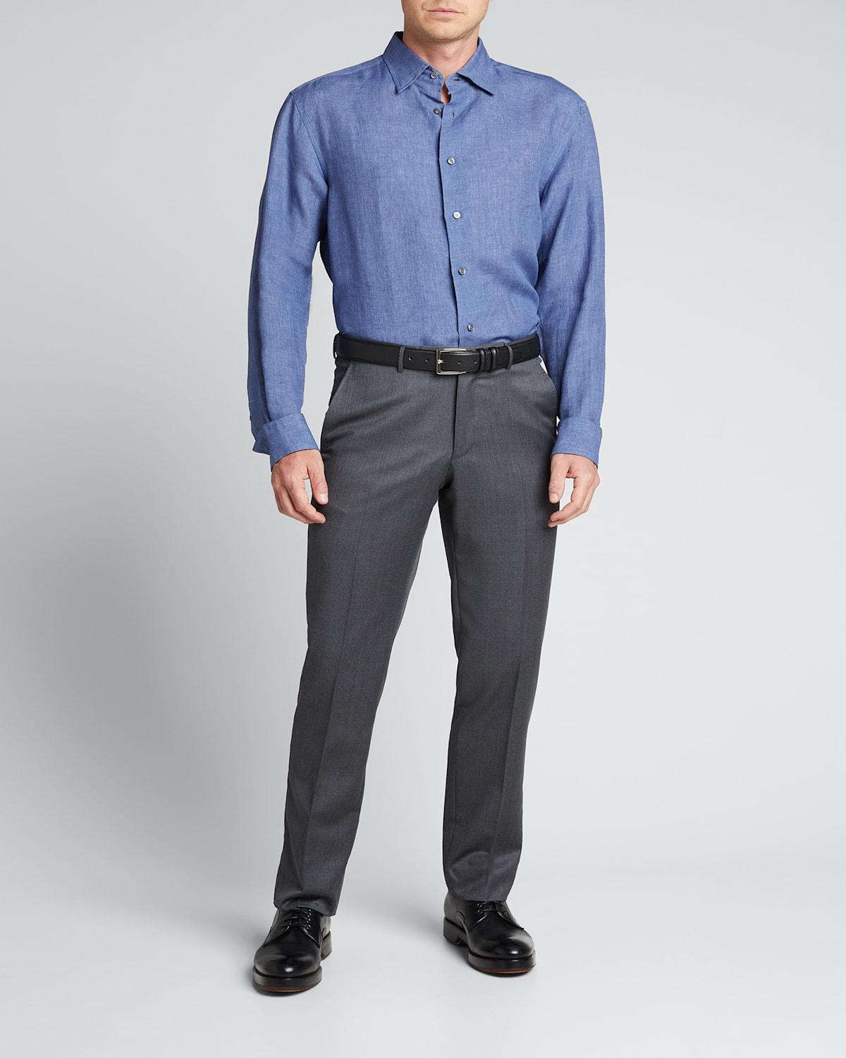 Mens Solid Linen Sport Shirt Product Image