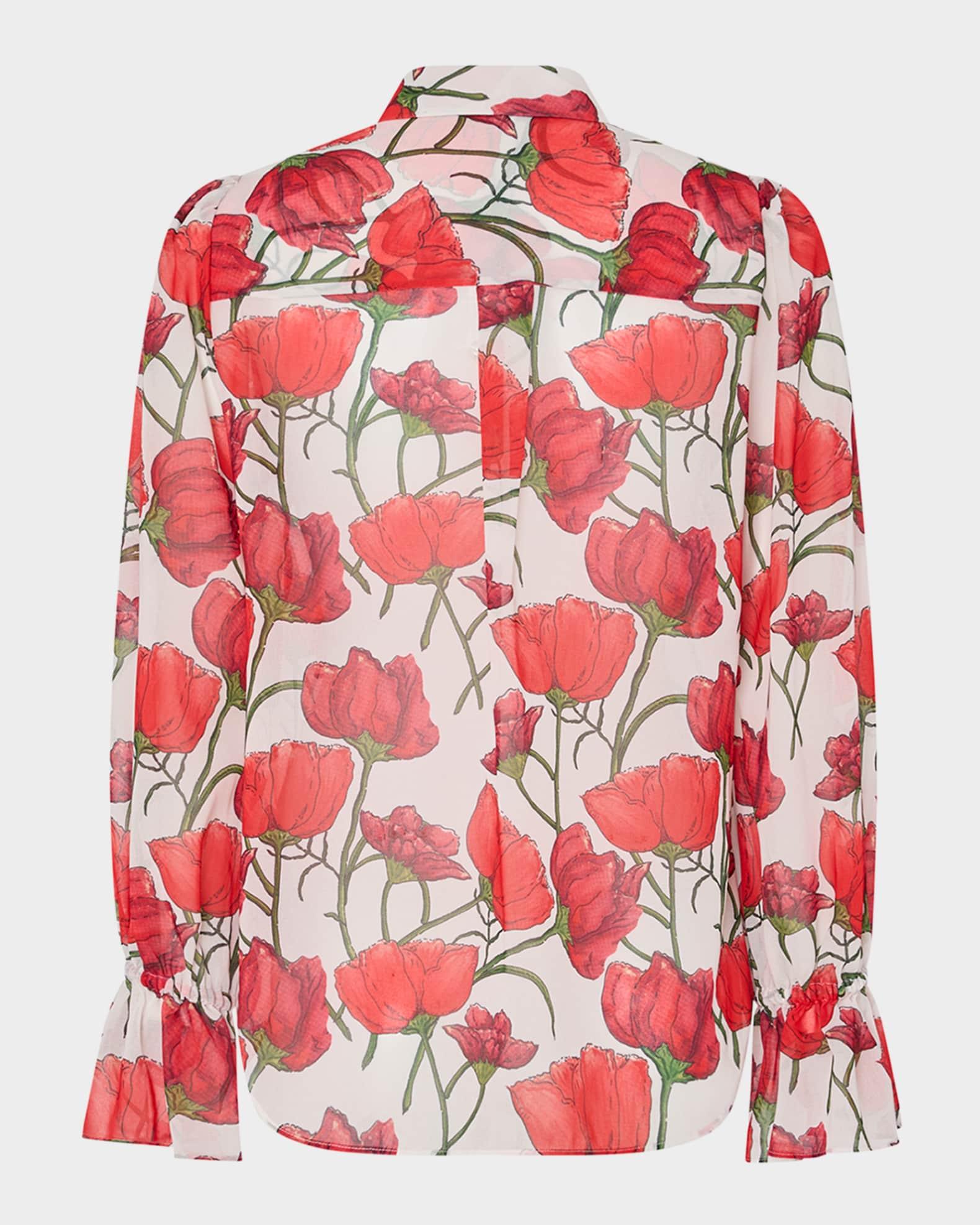 Lacey Peony Button-Front Blouse Product Image