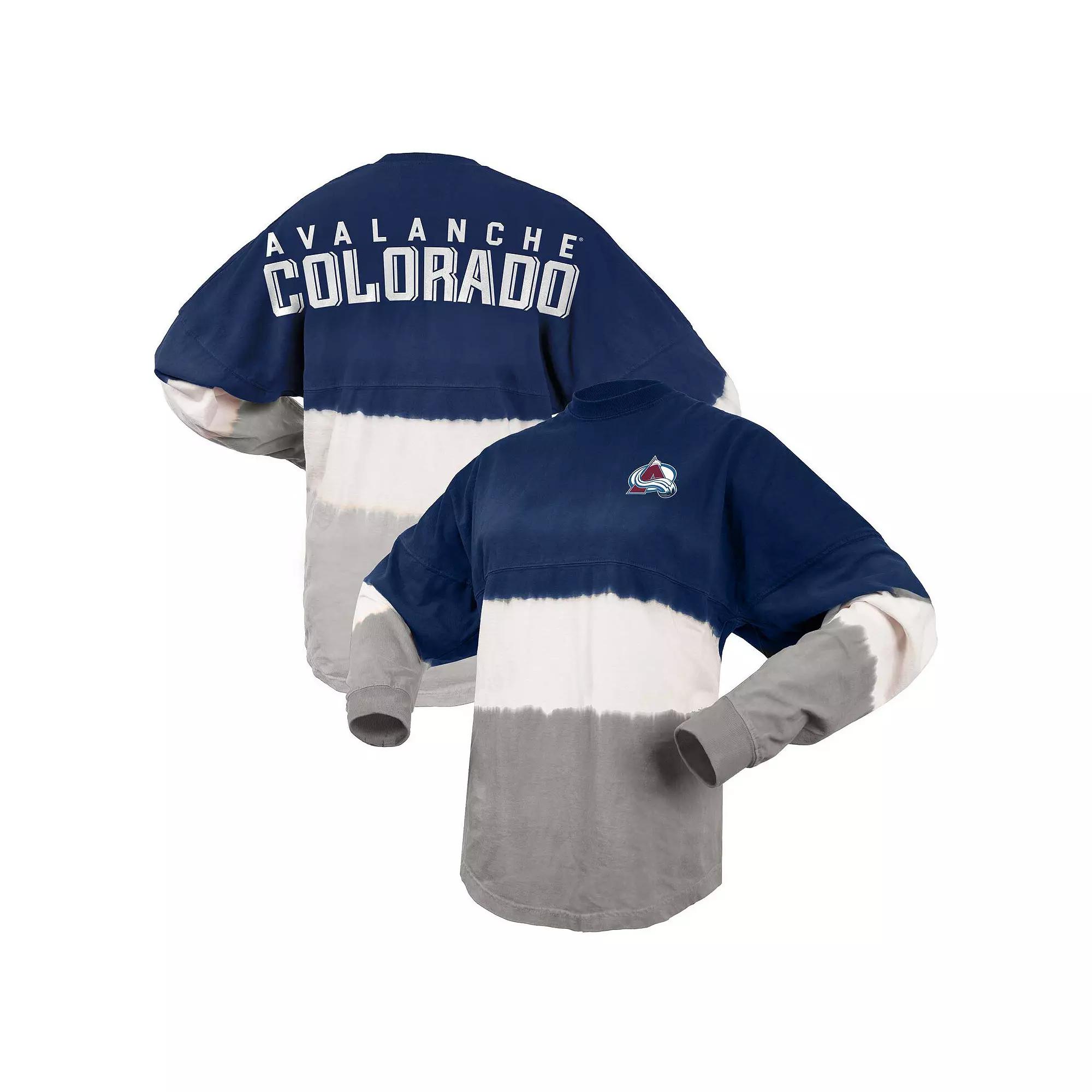 Women's Spirit Jersey Navy/Gray Colorado Avalanche Ombre Long Sleeve T-Shirt, Size: Small, Blue Product Image