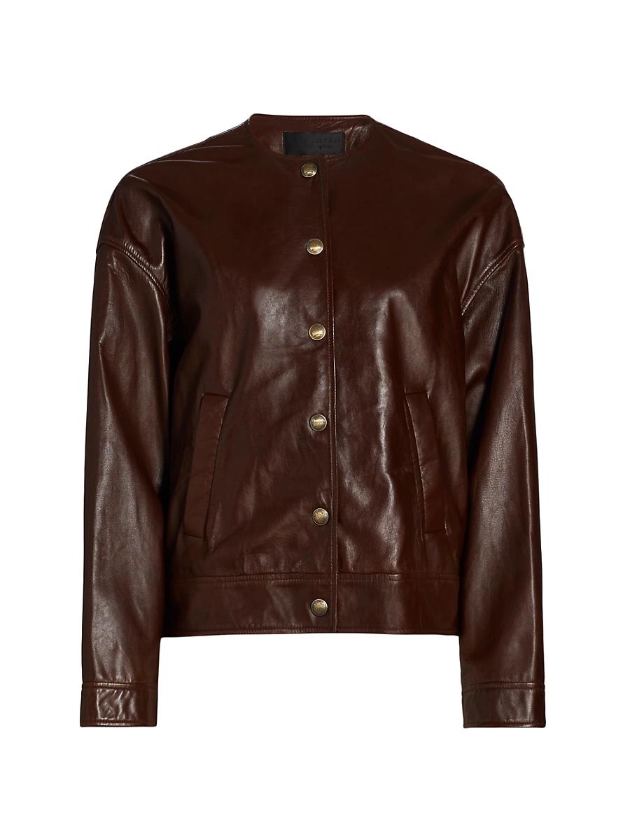 Womens Deja Leather Bomber Jacket Product Image