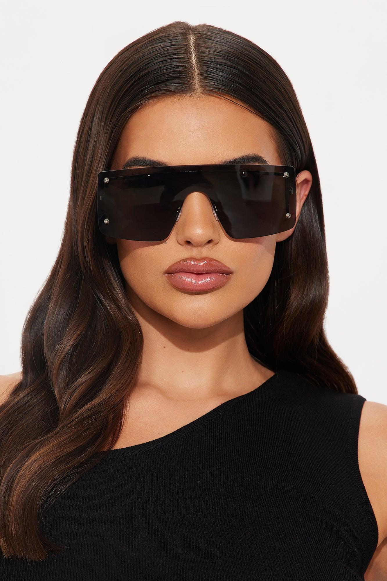 Amore Rimless Shield Sunglasses - Black Female Product Image