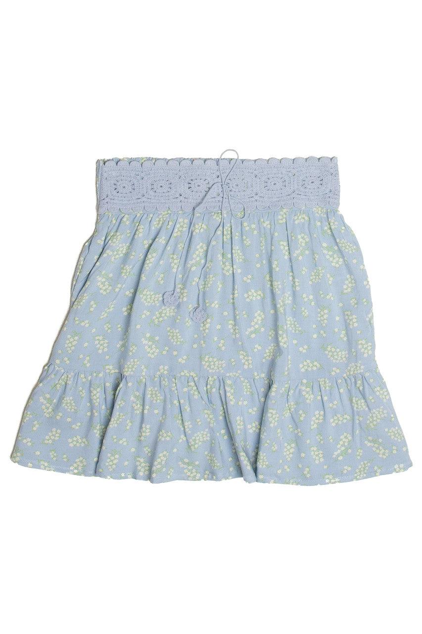 Blue Crochet Top Floral Mini Skirt Product Image