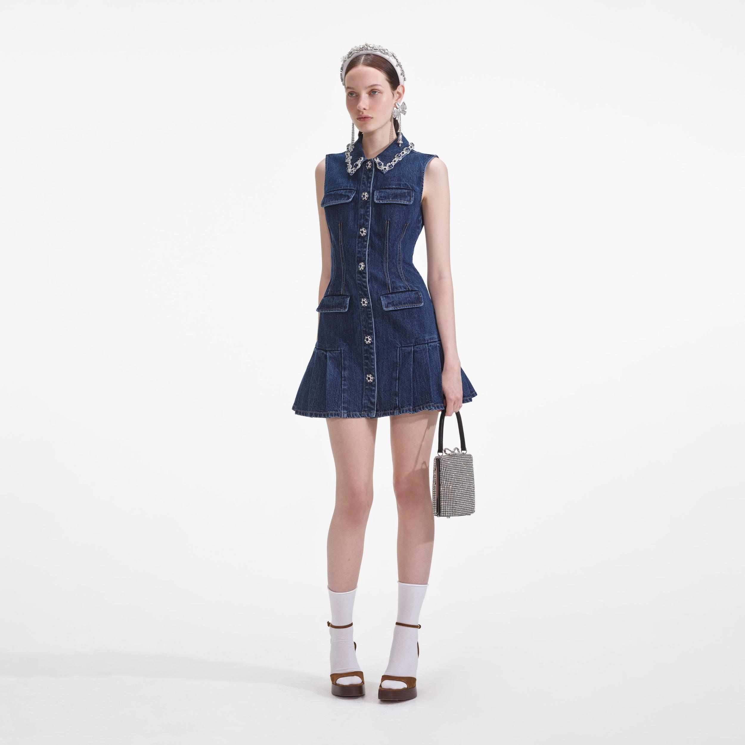 Denim Sleeveless Mini Dress Product Image