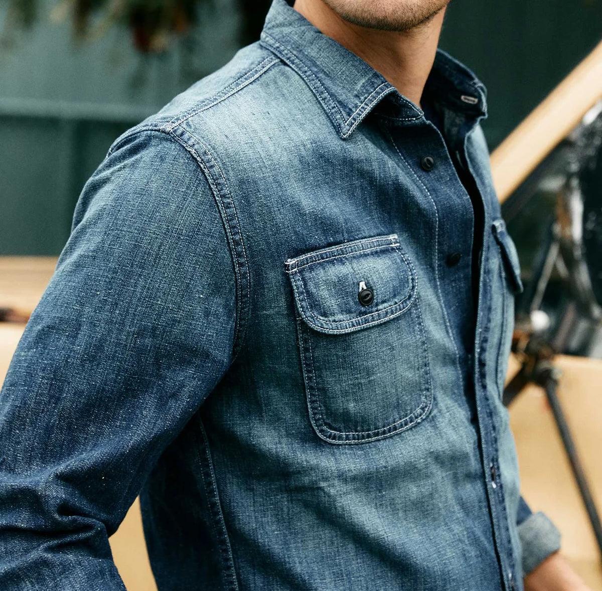 Earl Selvedge Denim Shirt - Washed Indigo Product Image