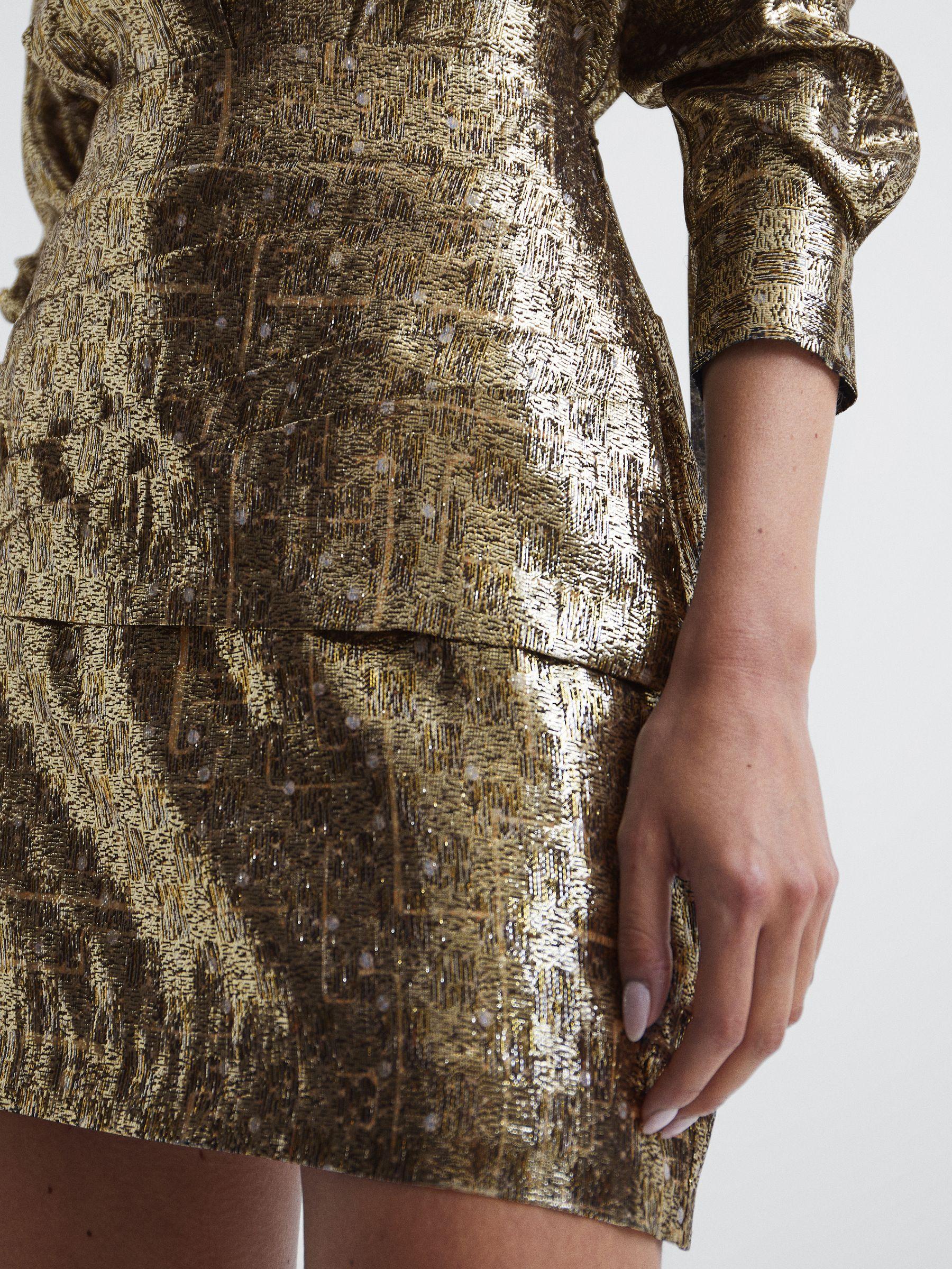 Metallic Mini Skirt in Gold Product Image