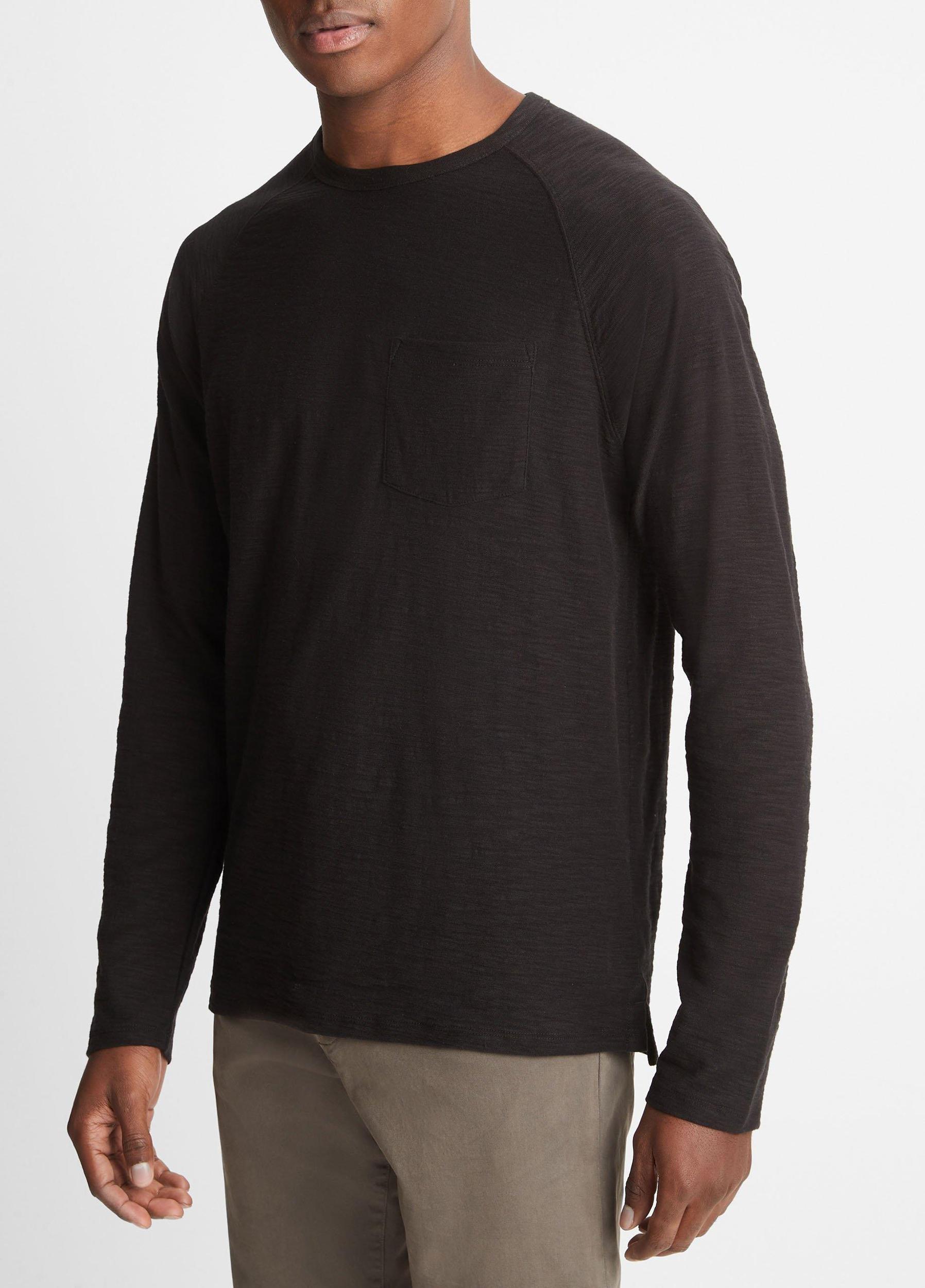 Cotton Long Sleeve Pocket Crew T-Shirt Product Image
