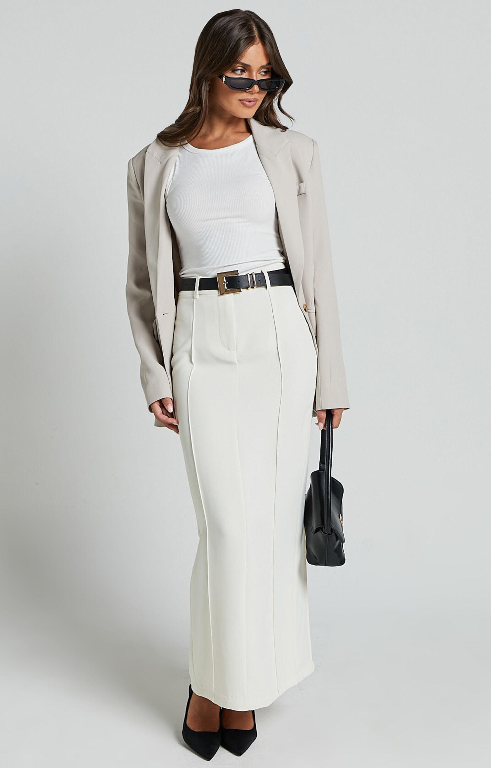 Stella Maxi Skirt - High Waisted Pencil Skirt in Stone Product Image
