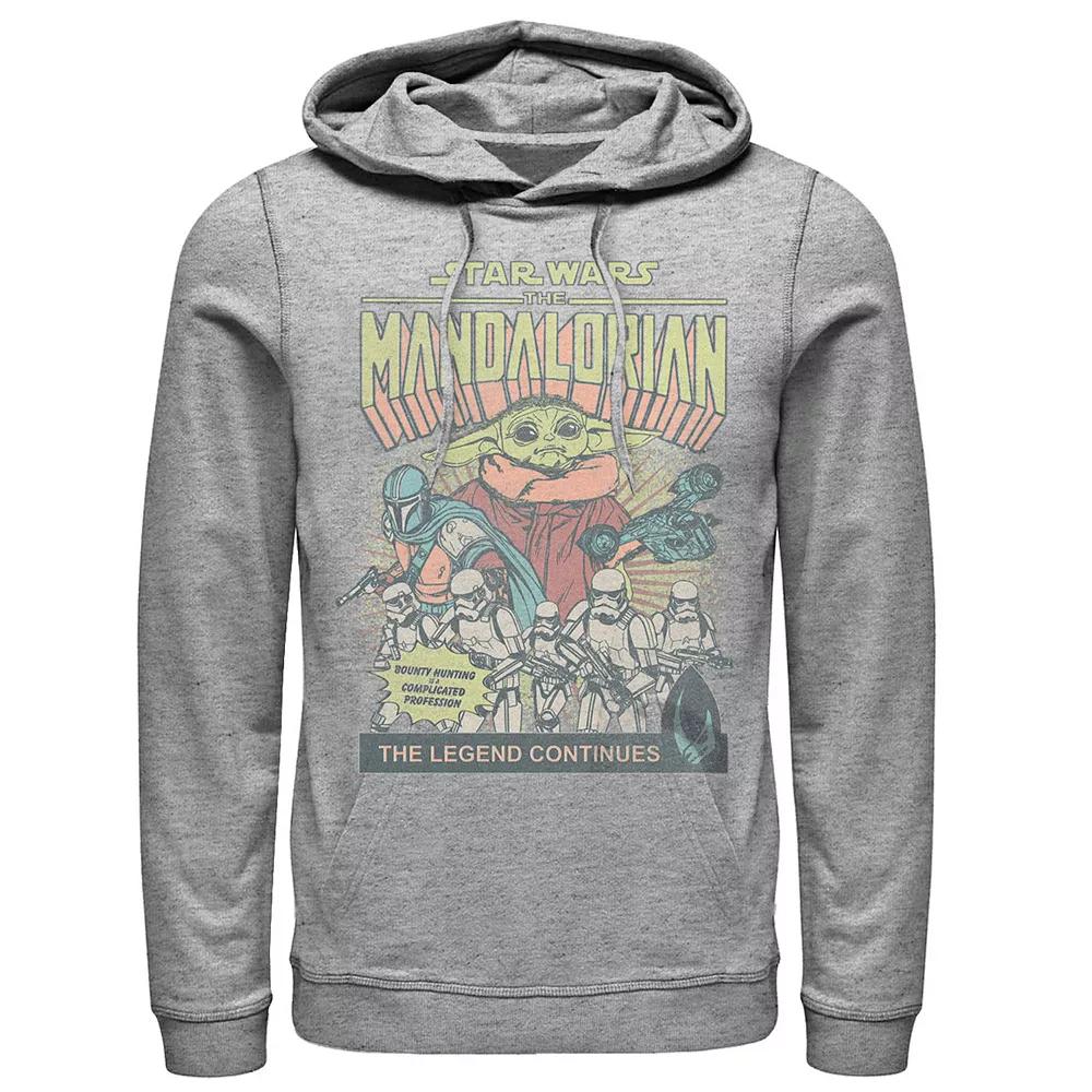 Men's The Mandalorian Comic-book Style Cover Graphic Hoodie, Size: XL, Athletic Grey Product Image