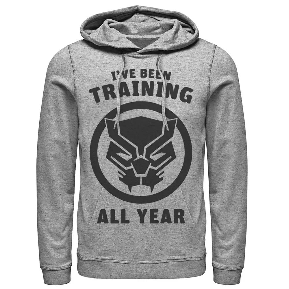 Men's Marvel Avengers Black Panther Training All Year Logo Hoodie, Size: Small, Athletic Grey Product Image