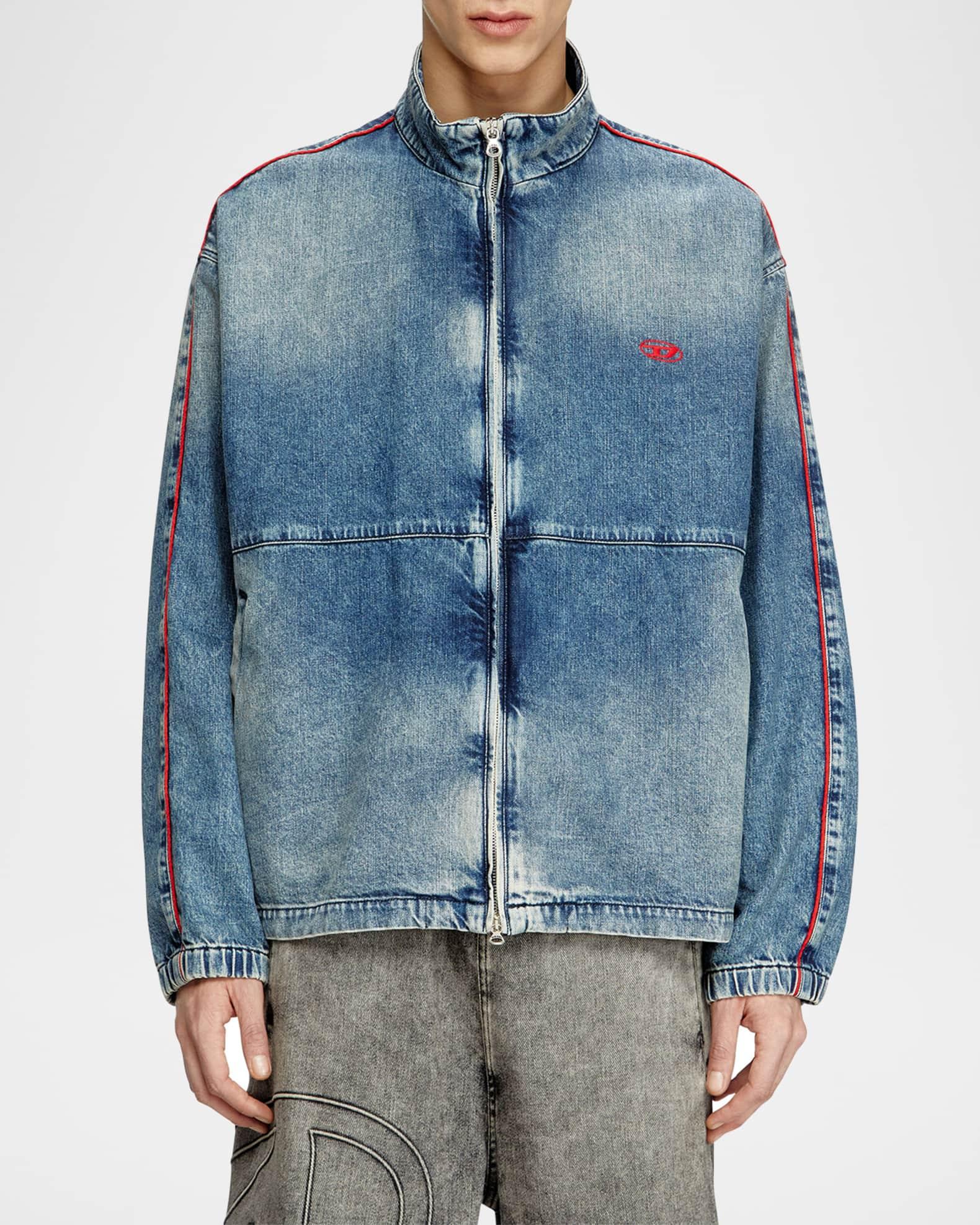Men's Piped Denim Zip Jacket Product Image