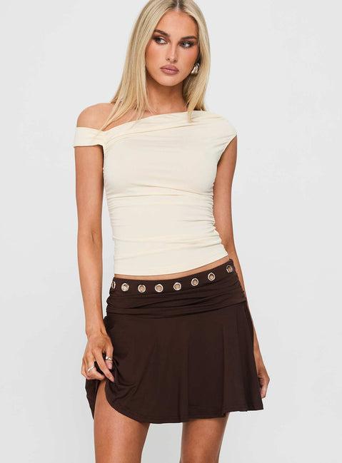 Amryn Eyelet Mini Skirt Brown Product Image