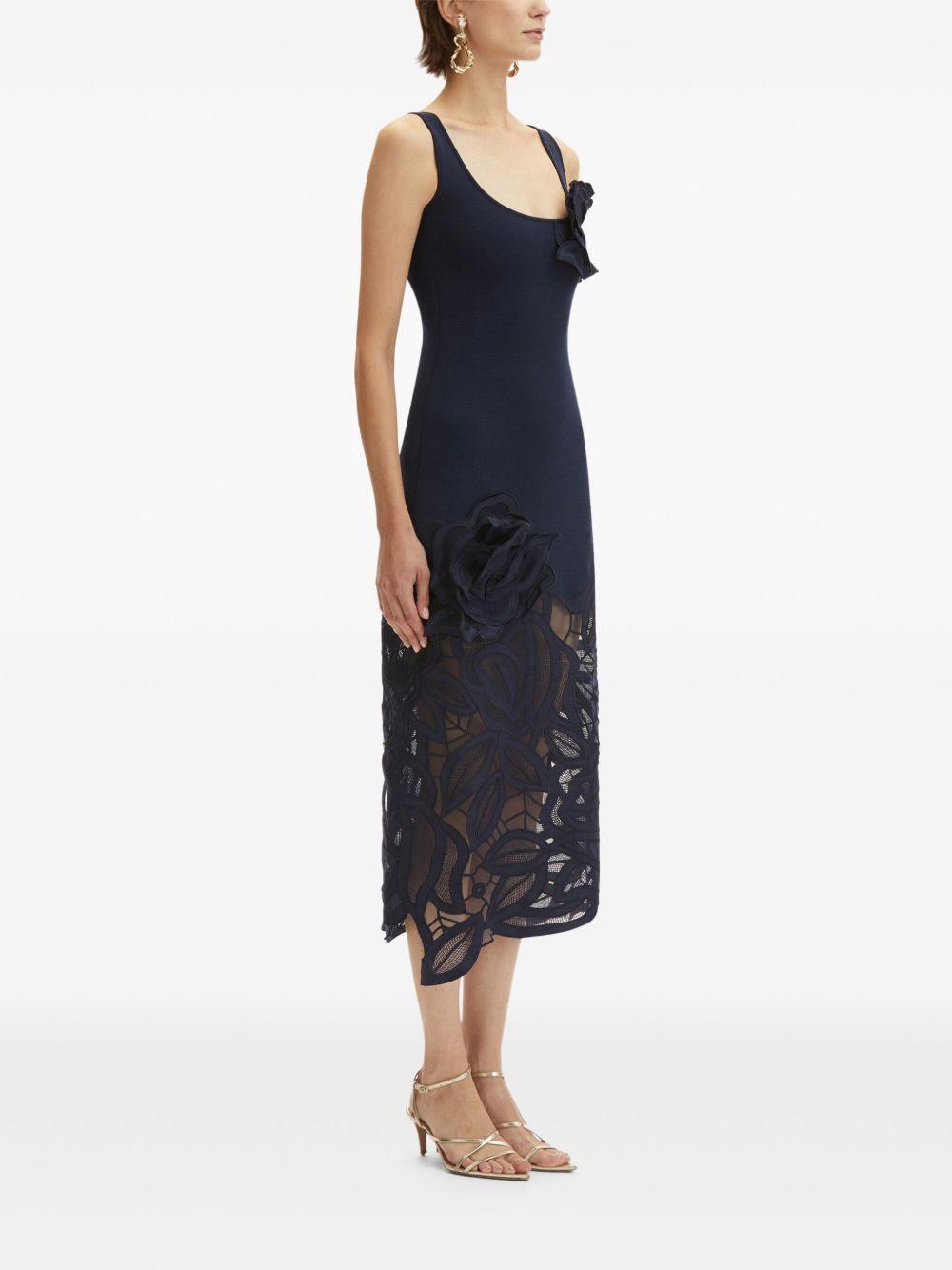 rose-appliqué knitted midi dress Product Image