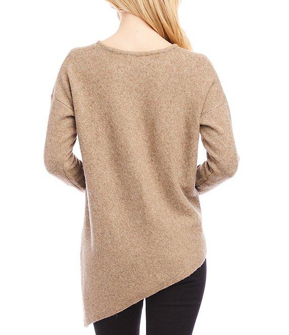 Karen Kane Crew Neckline Long Sleeve Asymmetrical Hemline Top Product Image