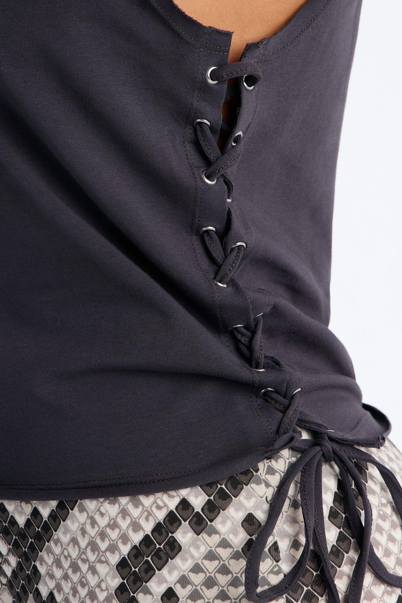 Von Dutch Rocker Snake Patch Side Tie Tank - Black Female Product Image