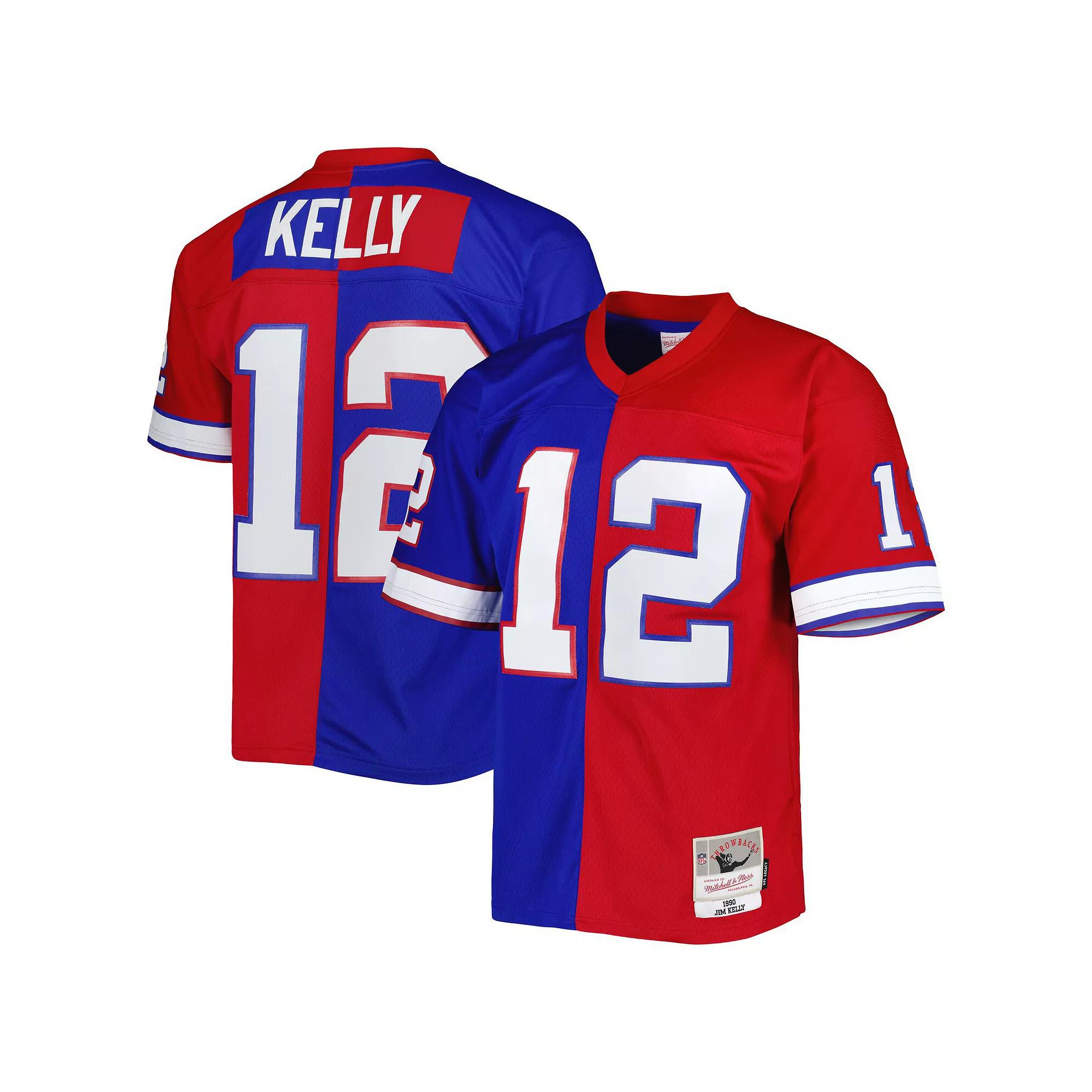 Men's Mitchell & Ness Jim Kelly Royal/Red Buffalo Bills 1990 Split Legacy Replica Jersey,  Product Image