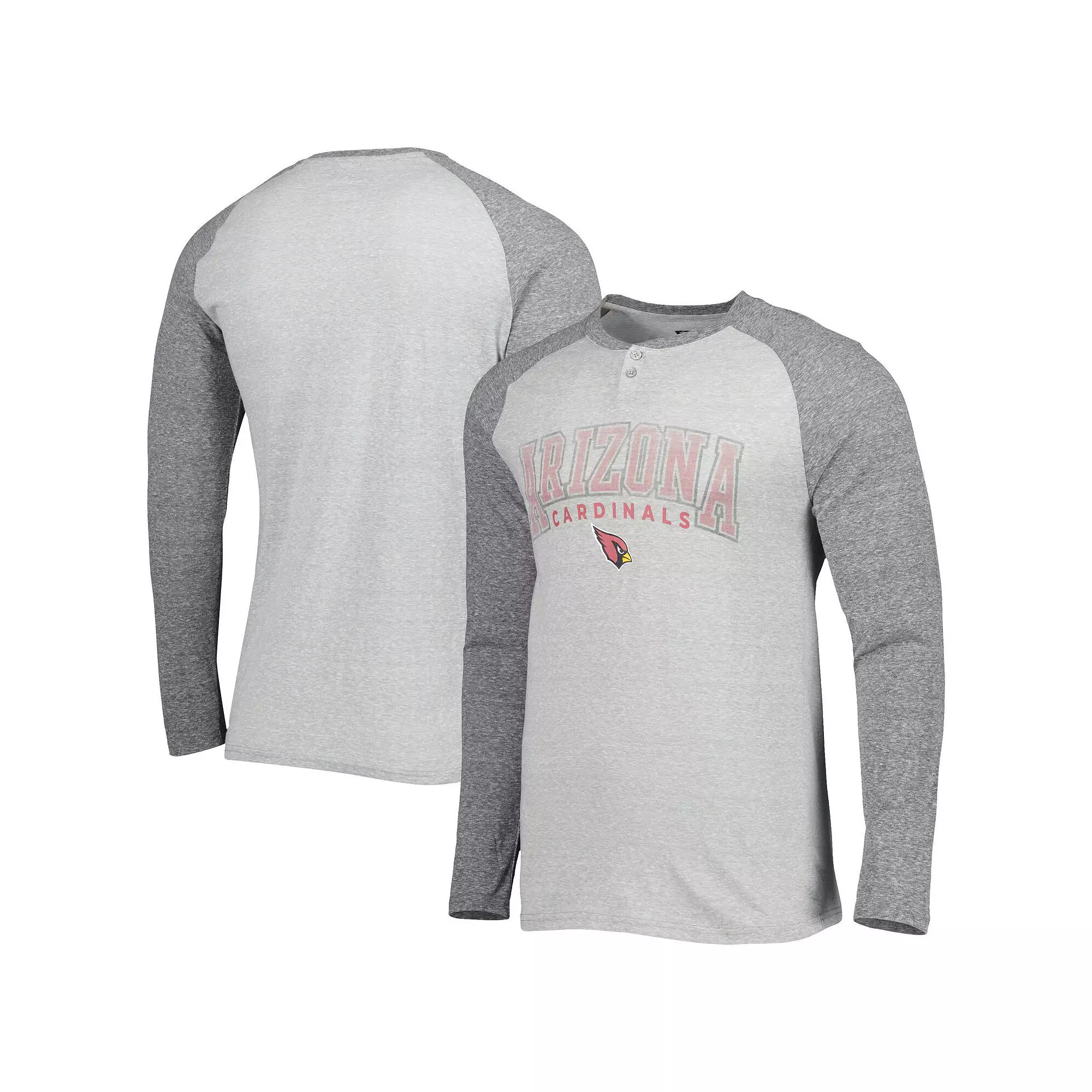Men's Concepts Sport Heather Gray Arizona Cardinals Ledger Raglan Long Sleeve Henley T-Shirt,  Product Image