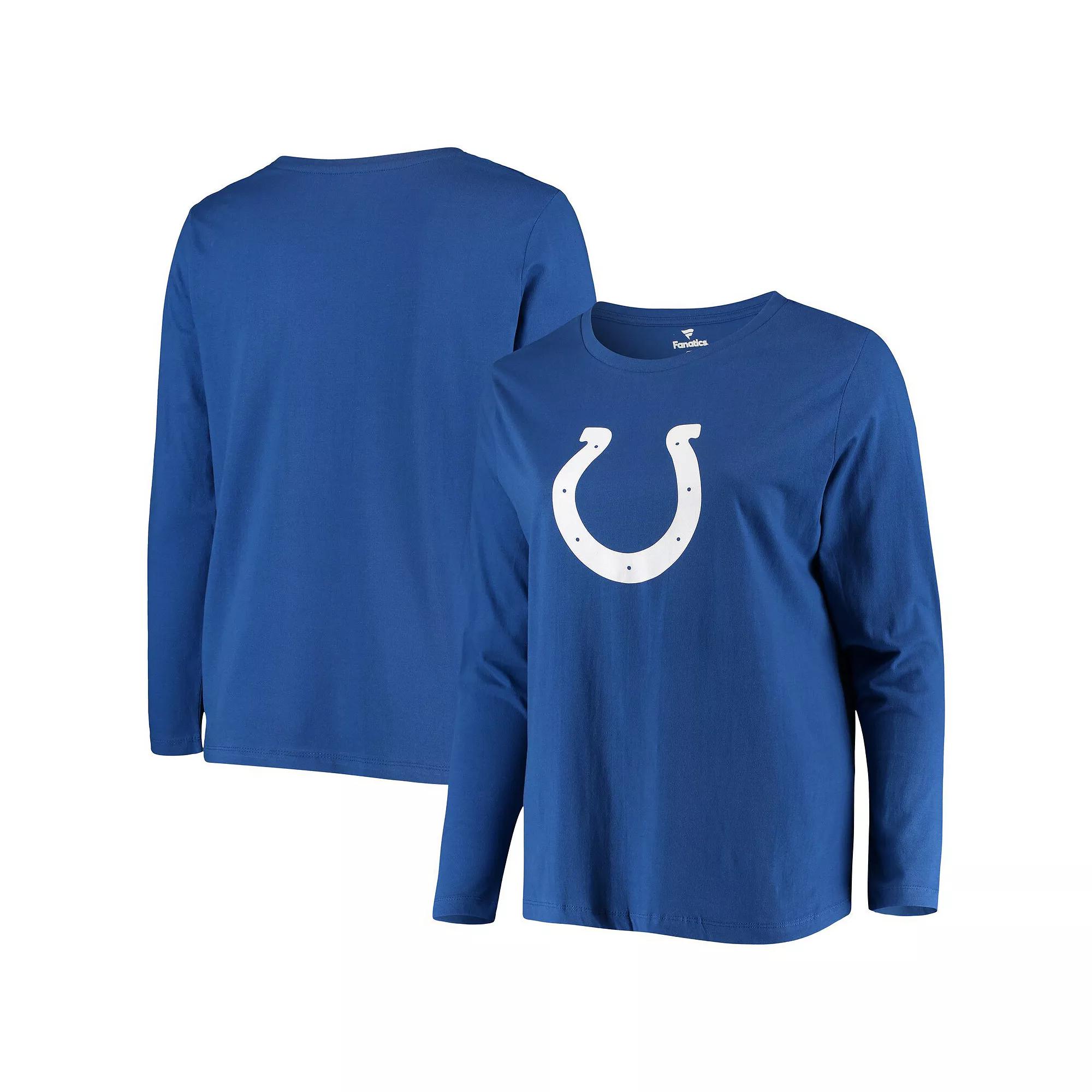 Women's Fanatics Branded Royal Indianapolis Colts Plus Size Primary Logo Long Sleeve T-Shirt, Size: 3XL, Blue Product Image