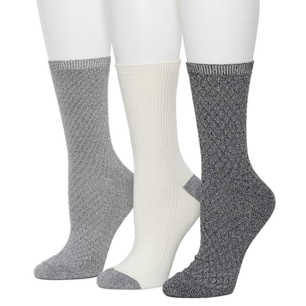 Womens Cuddl Duds Plushfill Midweight Smocking Stitch Crew Socks 3-Pair Pack Product Image
