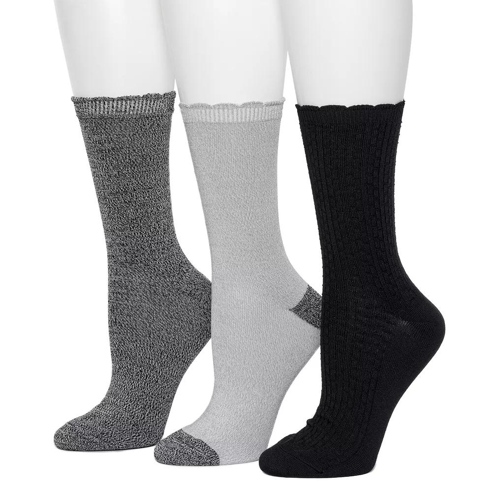 Womens Cuddl Duds Plushfill 3-Pack Midweight Scallop Welt Texture Crew Socks Product Image