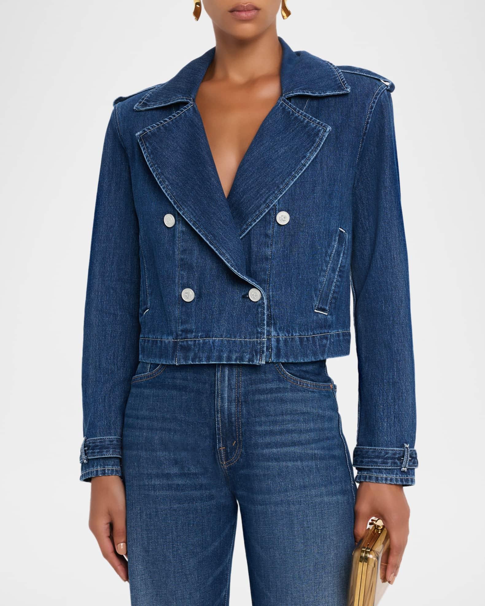 Maddox Cropped Denim Trench Coat Product Image