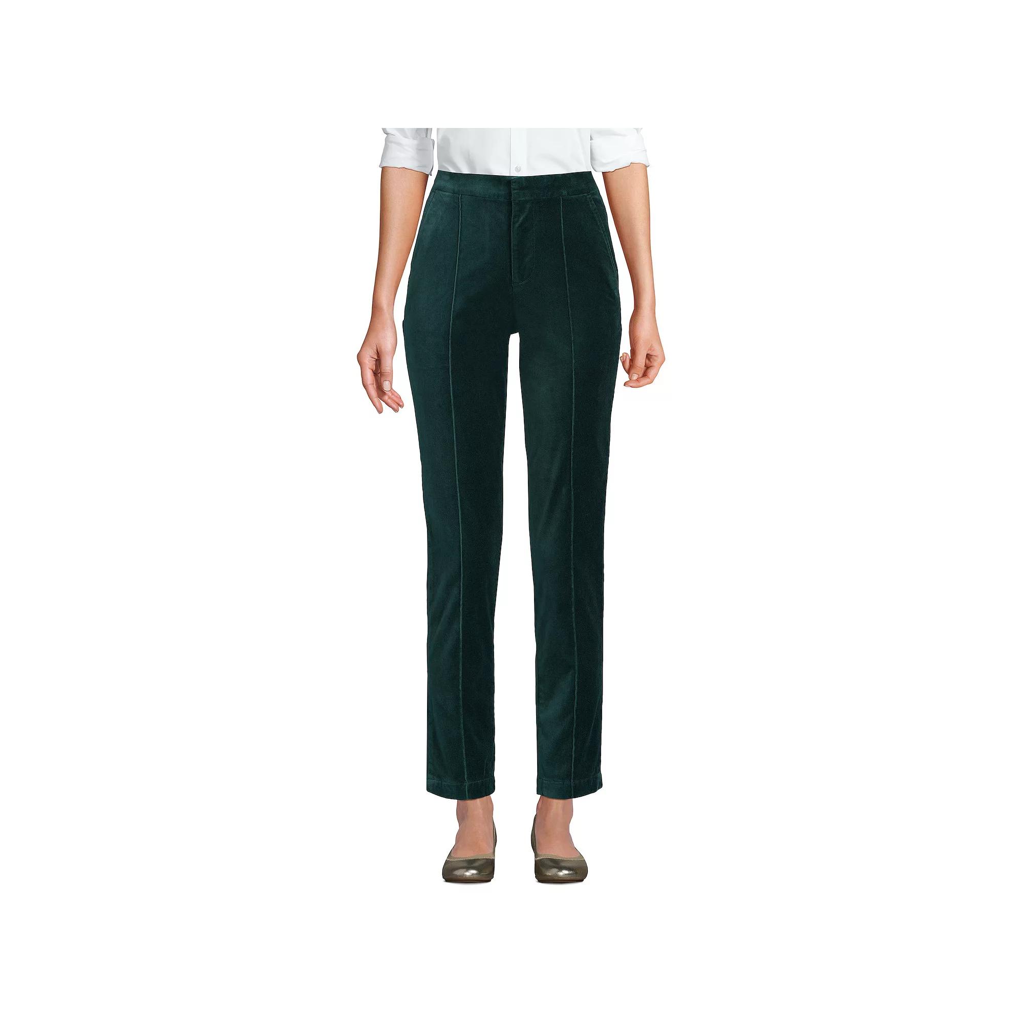 Women's Lands' End Velvet High Rise Pintuck Pencil Ankle Pants,  Product Image