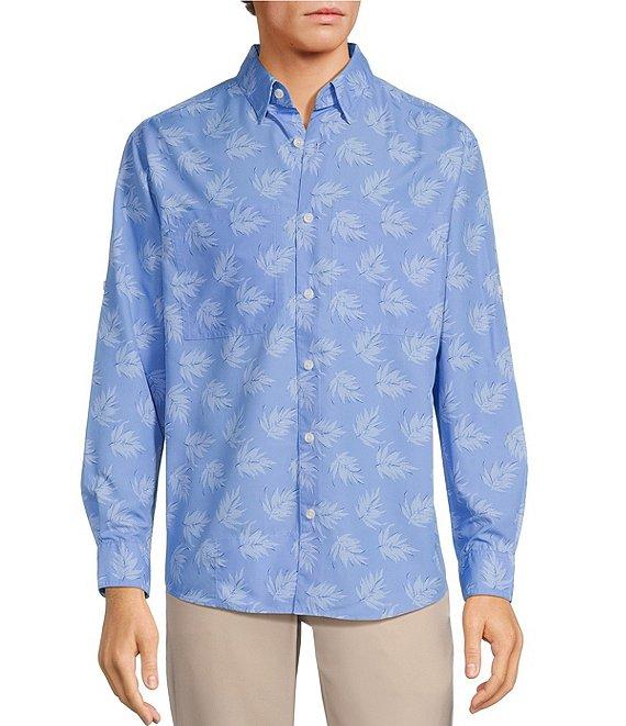 Roundtree & Yorke The Charter Performance Vented Long Sleeve Leaf Print Fishing Sport Shirt Product Image
